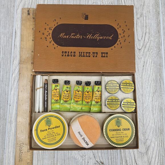 Vintage Max Factor Hollywood Stage Make-Up Kit Female Grease Paint Powder Rouge - Picture 7 of 12